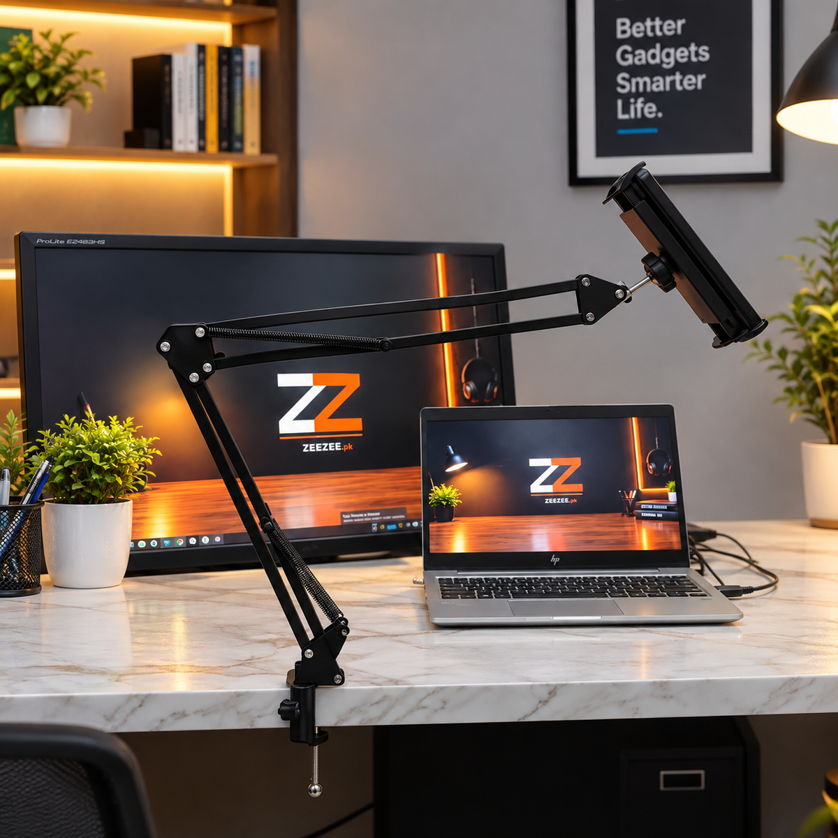 Universal Mobile & Tablet Stand – Adjustable Spring Arm Holder with 360° Rotation