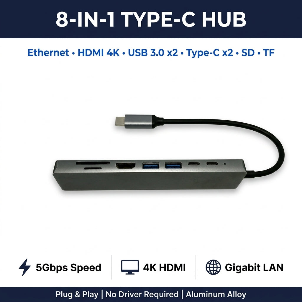 USB Type C Hub 8-in-1
